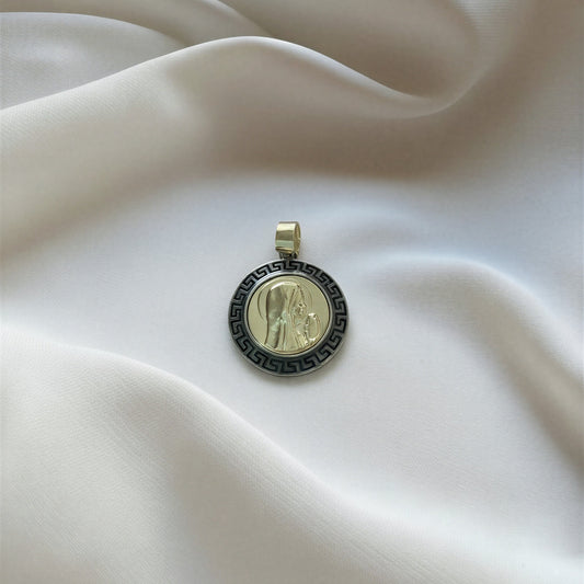 Colgante peltre maxi Virgen niña mas valier desmontable a presion - 40 mm