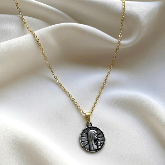 Collar virgen niña - Plata envejecida -  45 cm