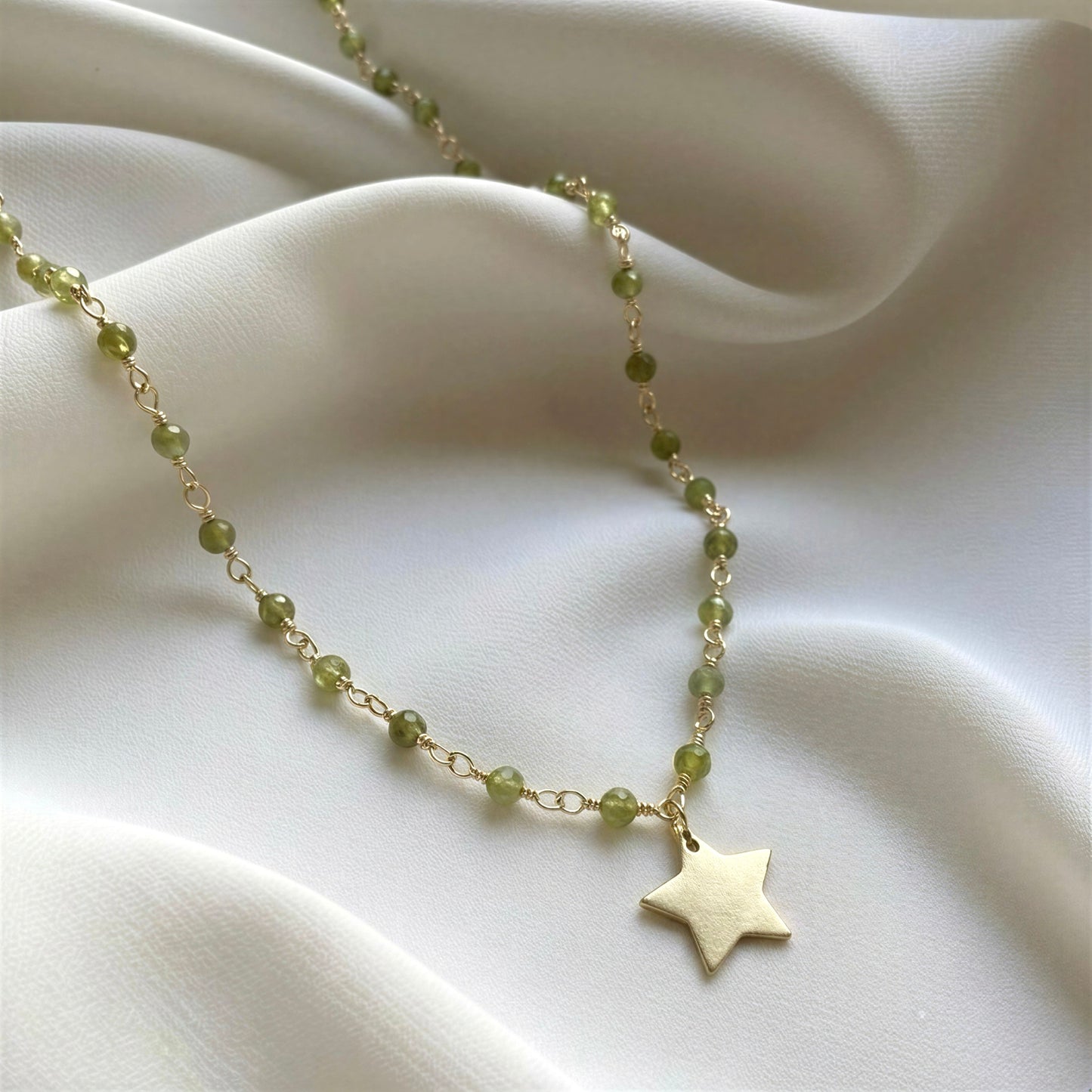 Collar entorchado - Piedra natural: Peridoto - 41 cm