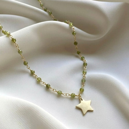 Collar entorchado - Piedra natural: Peridoto - 41 cm