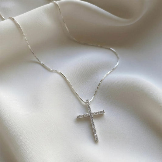 Collar cruz circón - 46 cm