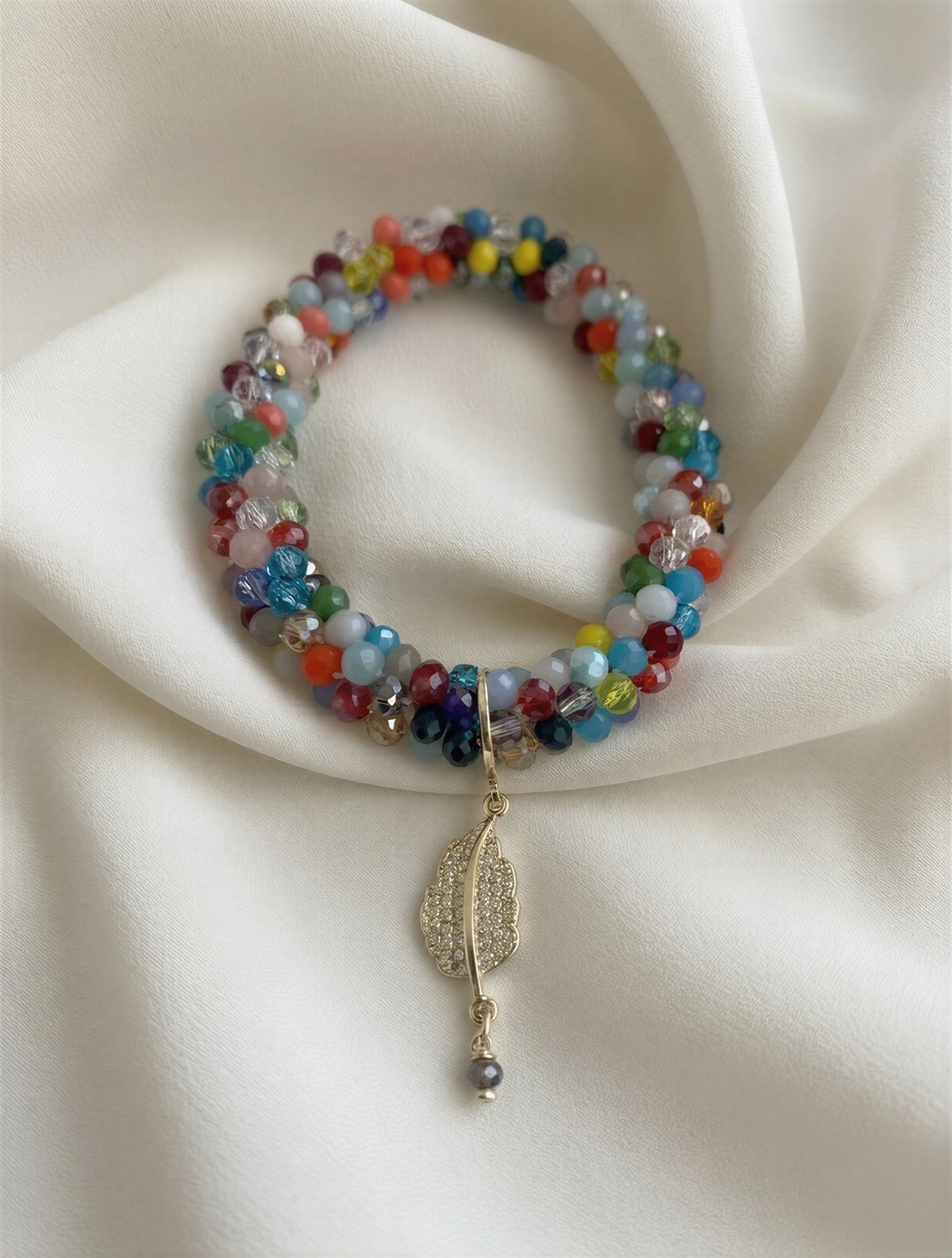 Pulsera elasticada -  cristal multicolor