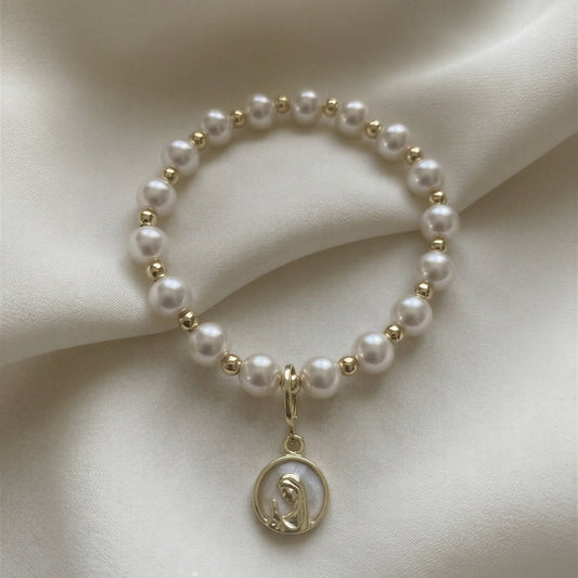 Pulsera elasticada - Piedra natural: shell