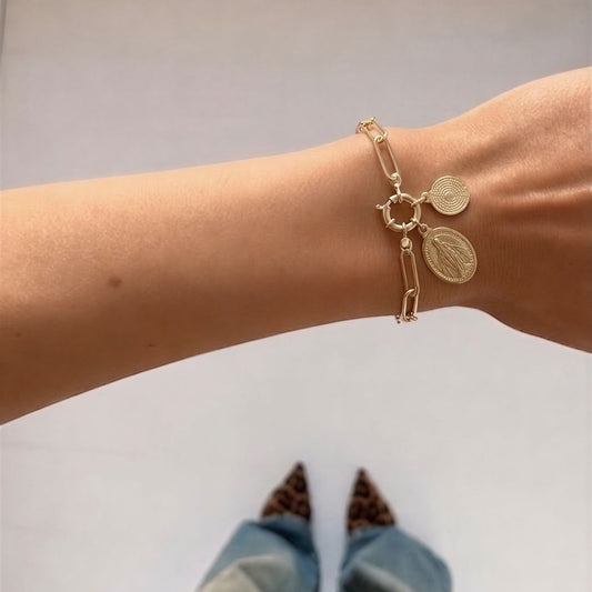 Pulsera broche timón- Virgen y padre nuestro - 20 cm