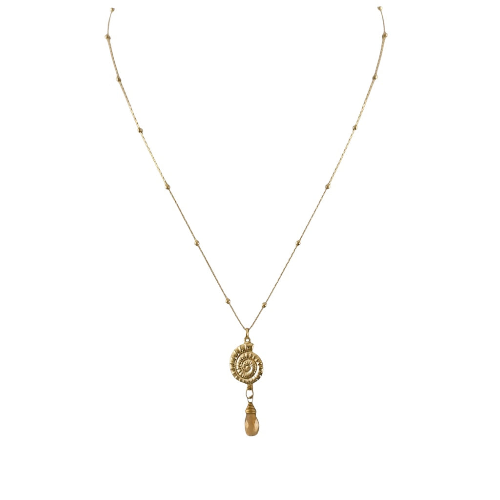 Collar caracol - Piedra natural: citrino - 45 cm
