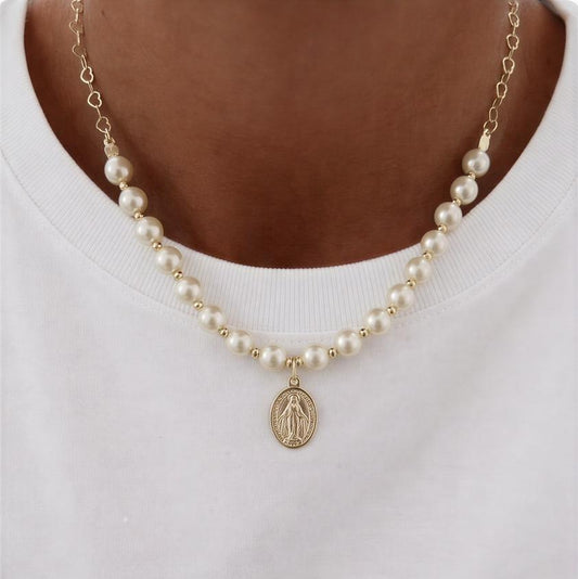 Collar faby - Piedras naturales: Shell 45 cm