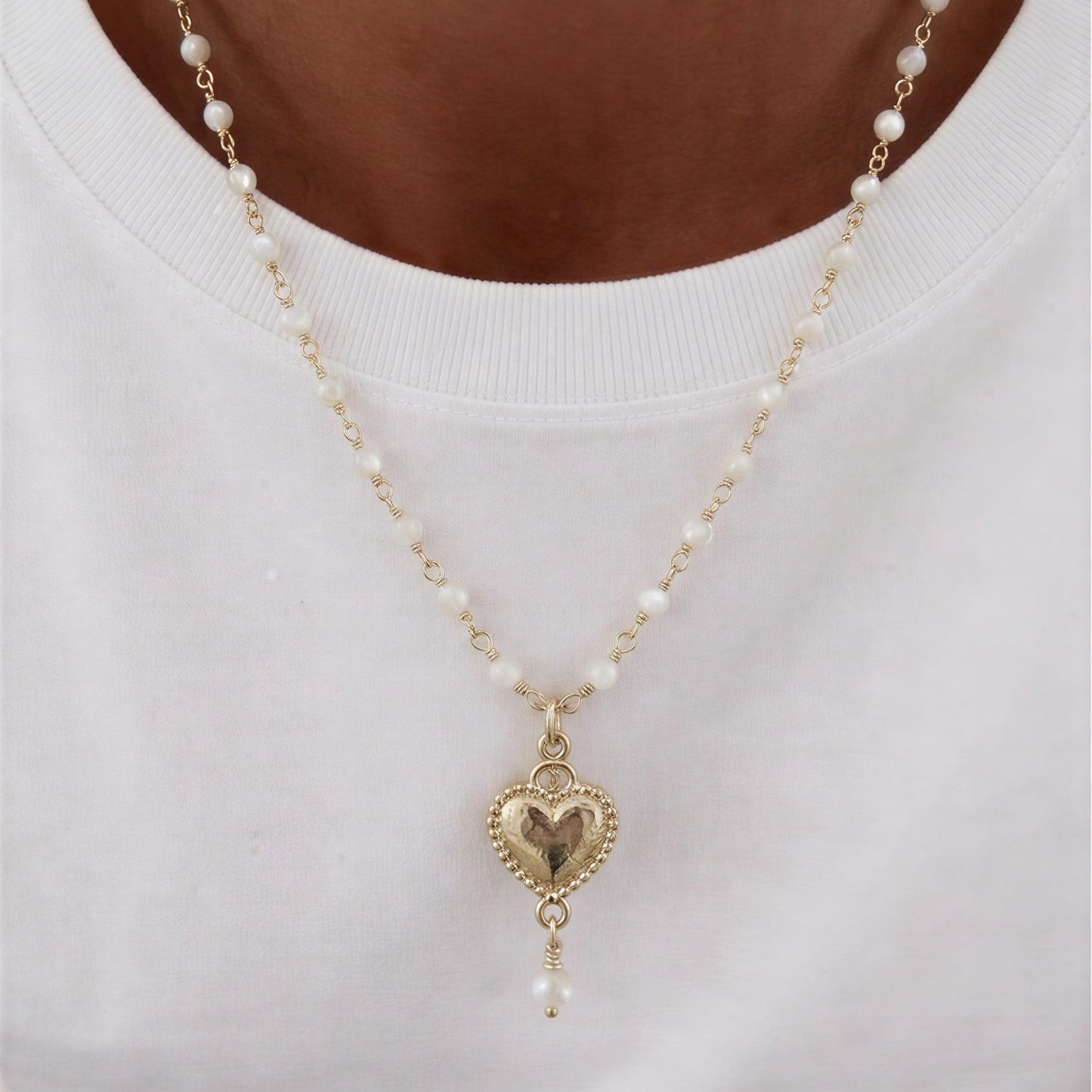 Collar entorchado - Piedra natural: Madre perla - 43 cm