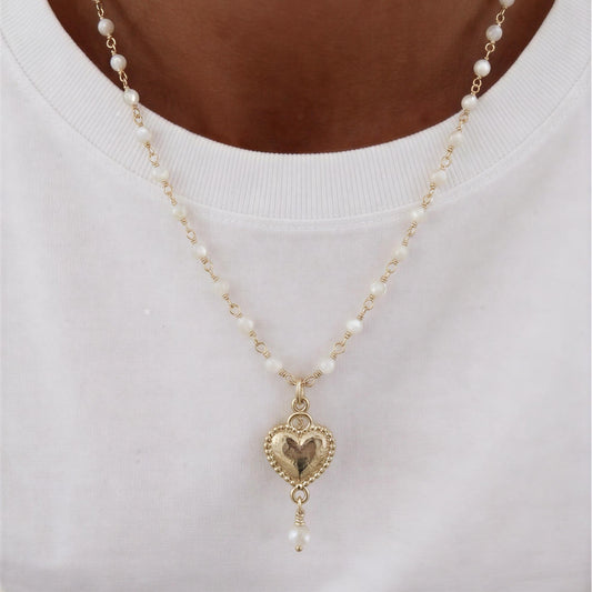 Collar entorchado - Piedra natural: Madre perla - 43 cm