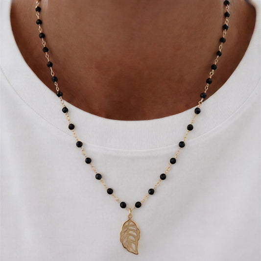 Collar entorchado - Piedra natural: Espinela Negra - 43 cm