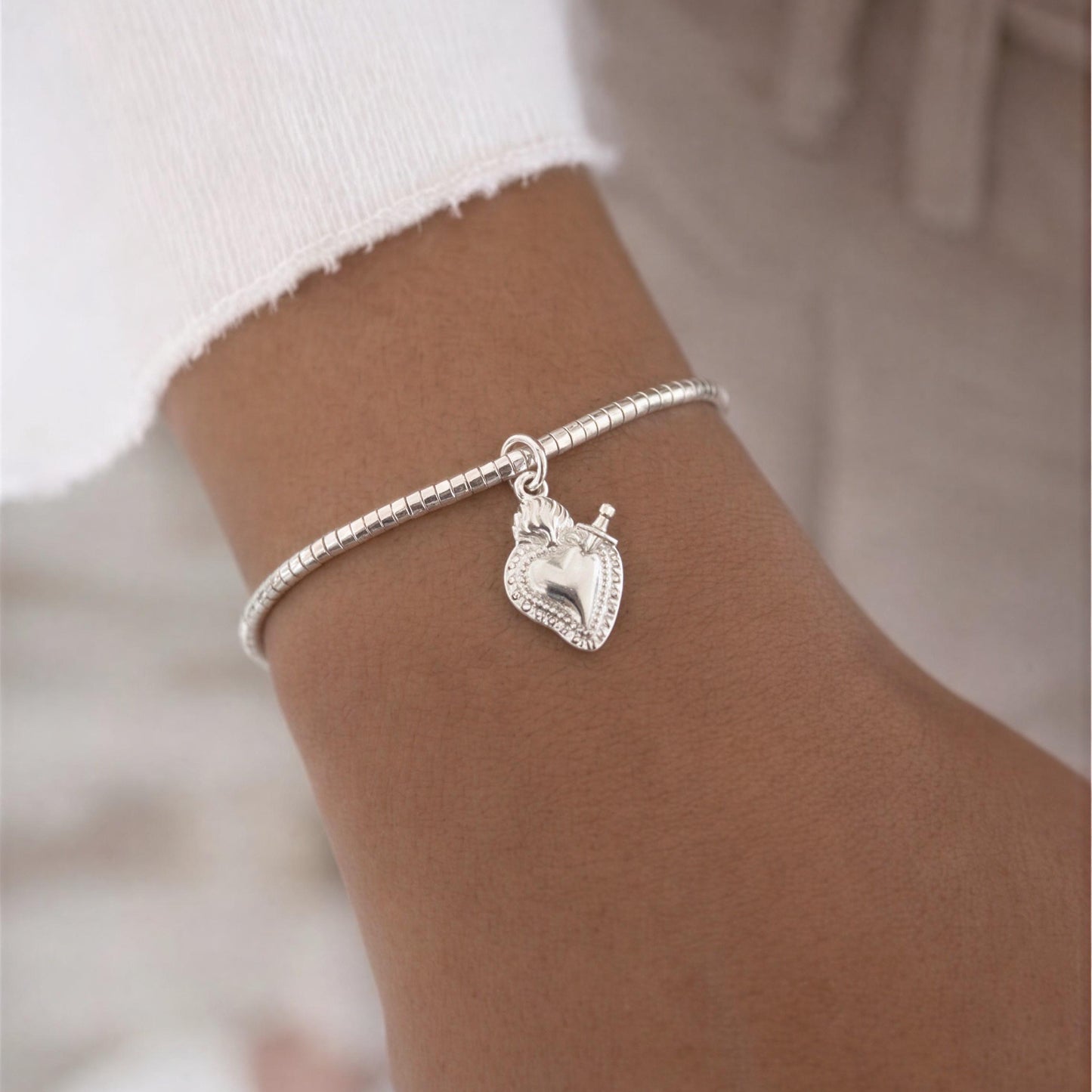 Pulsera mostacilla - Corazón- 19 cm