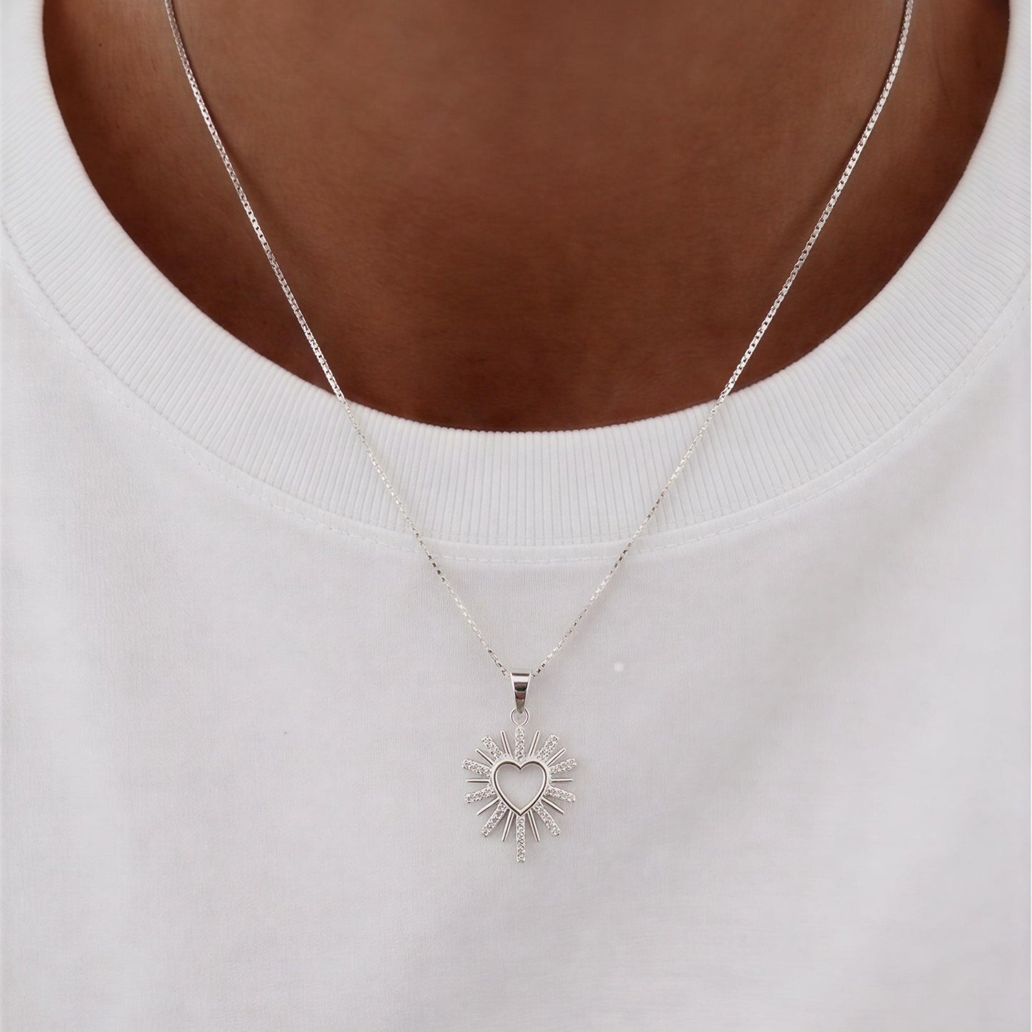 Collar Corazón con circón - 45 cm