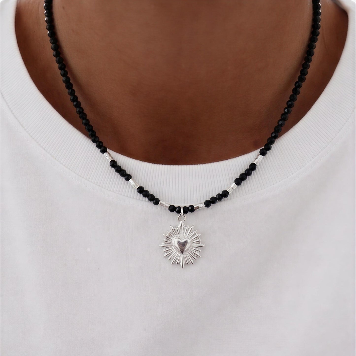 Choker micro cristal negro - Corazón- 38 cm
