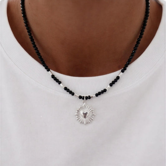 Choker micro cristal negro - Corazón- 38 cm