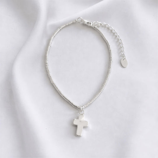 Pulsera mostacilla - Cruz- 19 cm