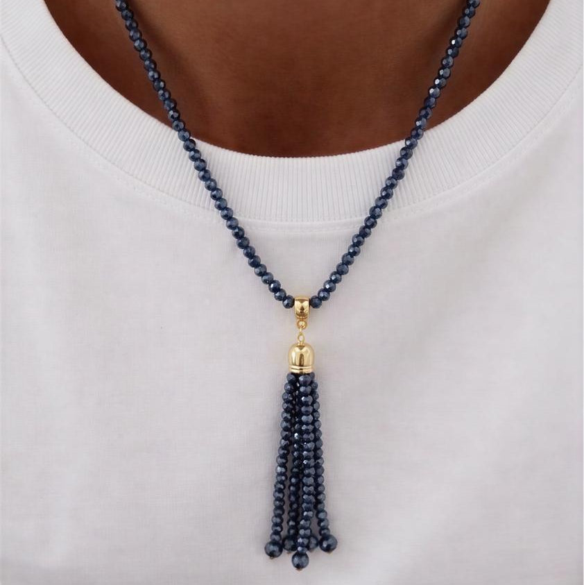 Collar largo de cristal azul - 45 cm