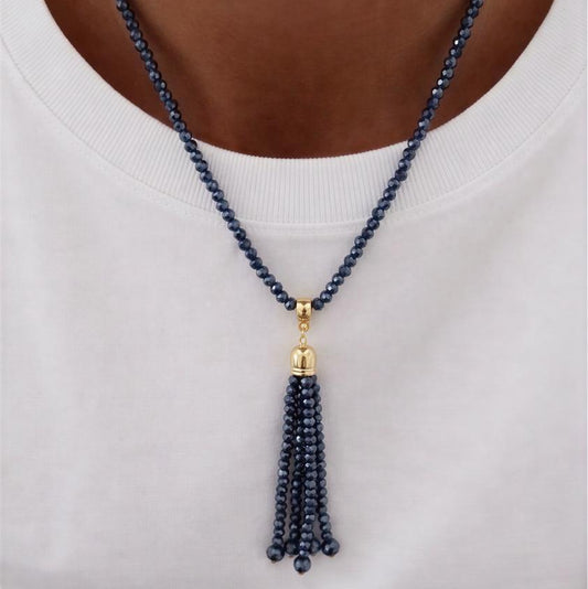 Collar largo de cristal azul - 45 cm