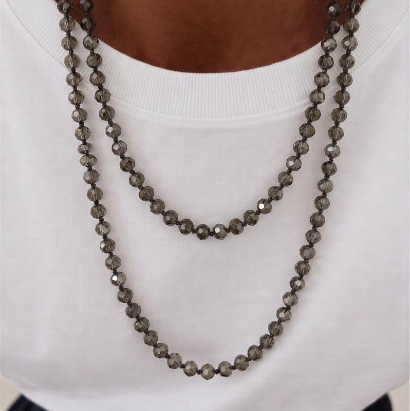 Collar cristal con nudos color fumé - 1.10 mtrs