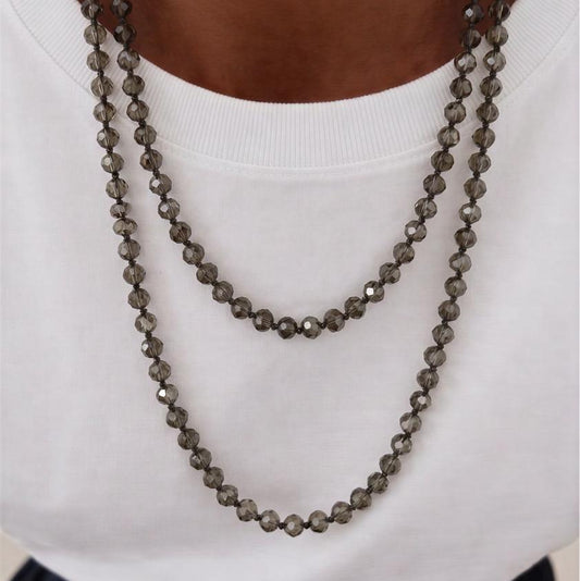 Collar cristal con nudos color fumé - 1.10 mtrs