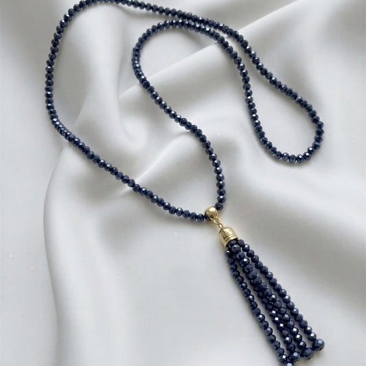 Collar largo de cristal azul - 45 cm