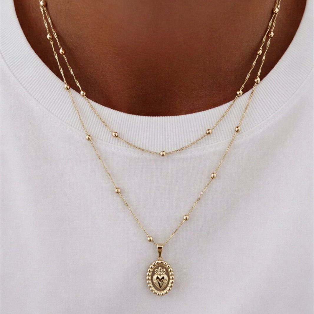 Collar doble - Corazón de Jesús- 43 cm