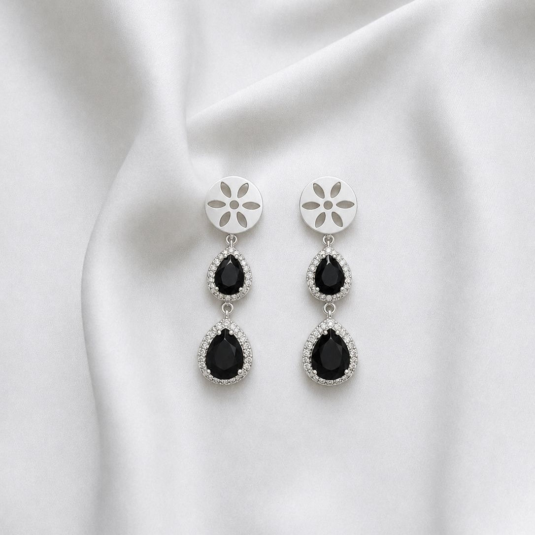 Aro mándala con cristal negro y micro circones – 42 mm
