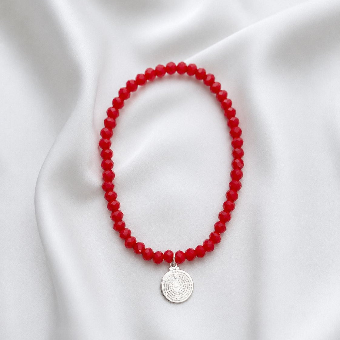 Pulsera elasticada - Padre Nuestro - Micro cristal rojo
