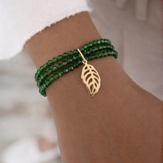 Pulsera elasticada - Cristal facetado verde