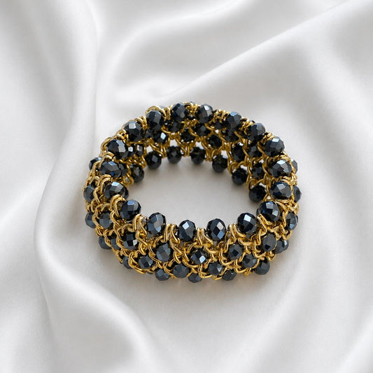 Brazalete elasticado de cristal facetado azul