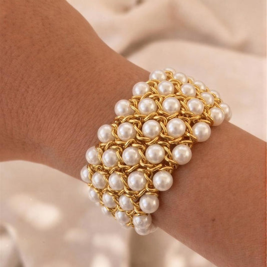 Brazalete elasticado de perla shell