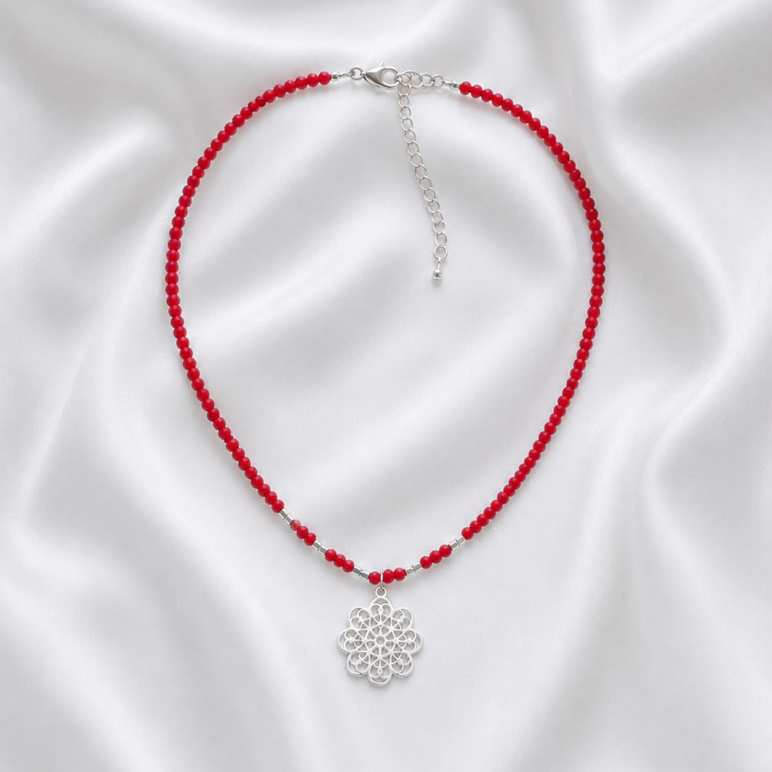 Choker micro cristal rojo - Mándala - 38 cm
