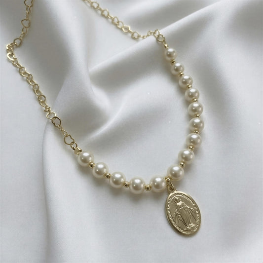 Collar faby - Piedras naturales: Shell 45 cm