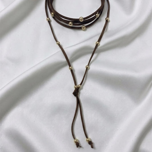 Collar Gamuza café con nudo - 1.80 mts