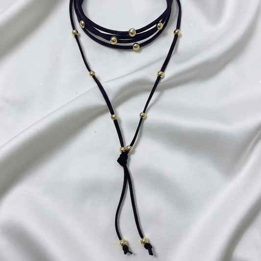 Collar Gamuza negro con nudo - 1.80 mts