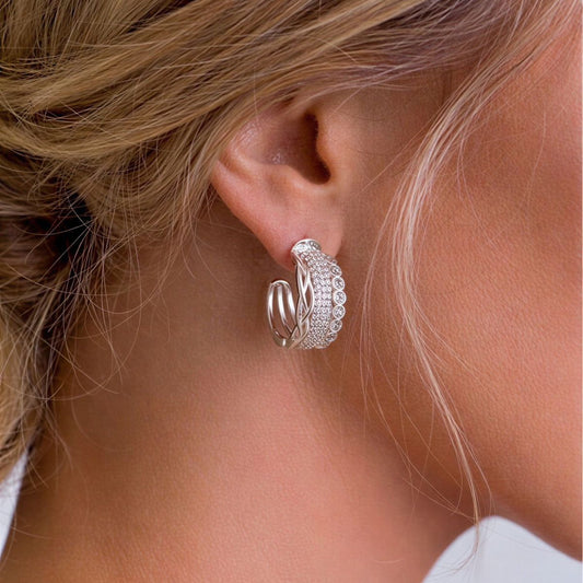Aro argolla con circones y diseño - Mide 22 mm