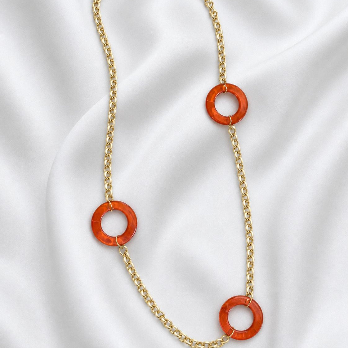 Collar de rolo largo - Circulo de Resina - 90 cm
