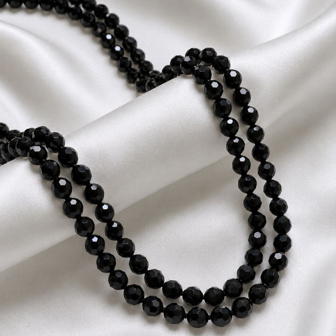 Collar largo de cristal negro - 1.10 mtrs