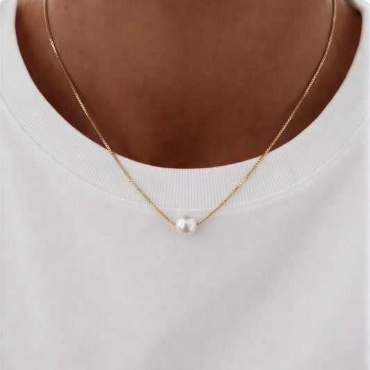 Collar con perla en el centro (6 mm) - 45 cm