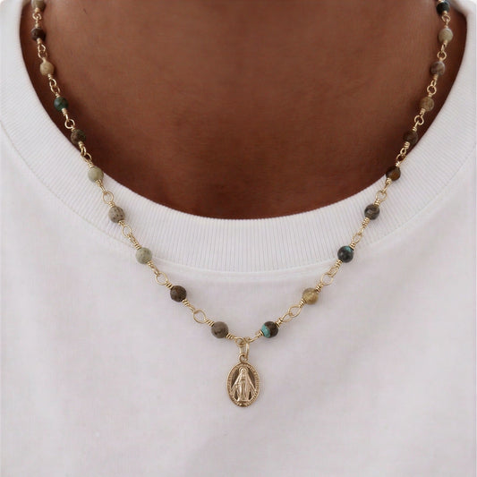 Collar entorchado - Piedra natural: Turquesa africana - 41 cm