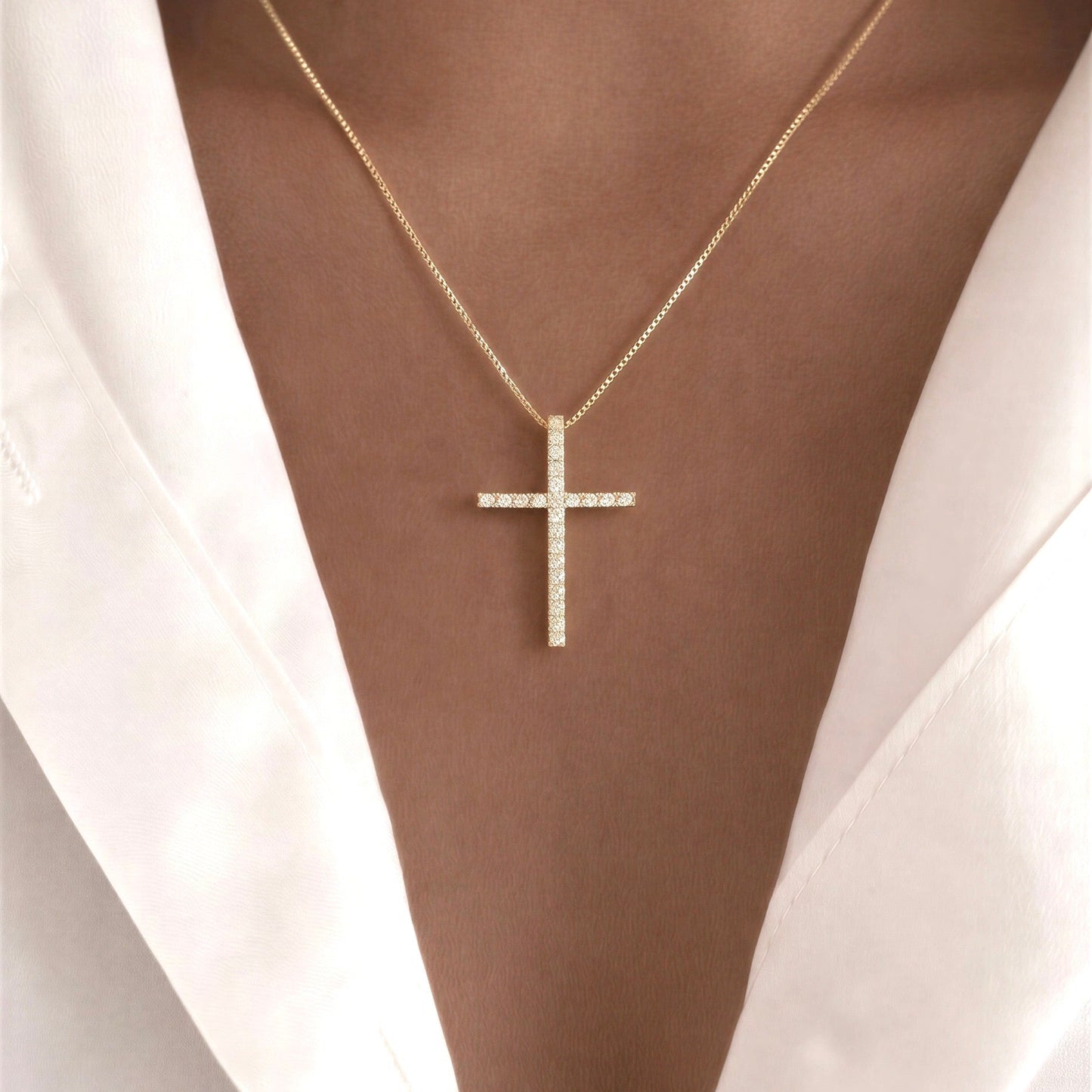 Collar cruz circón - 46 cm
