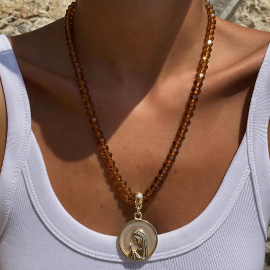 Collar largo - Cristal café- 67 cm
