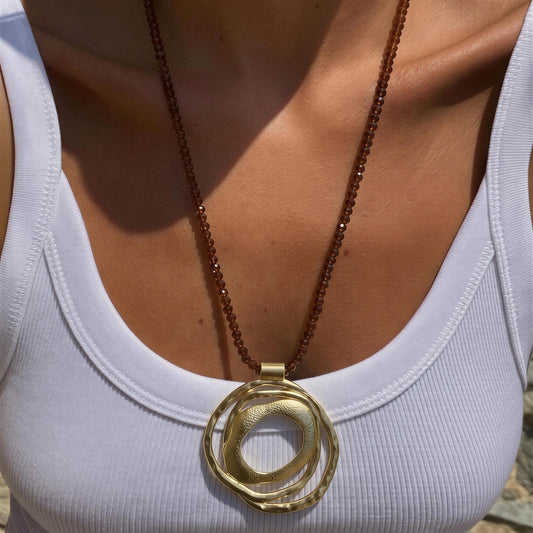 Collar largo - Cristal café- 80 cm