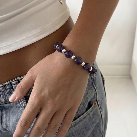 Pulsera elasticada - Piedra natural: Jade amatista